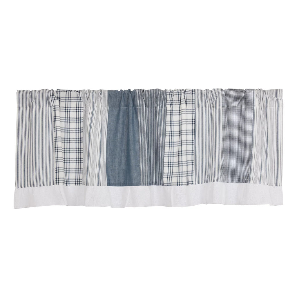 Blue Farmhouse Window Panel Set with Attached Valance T95730