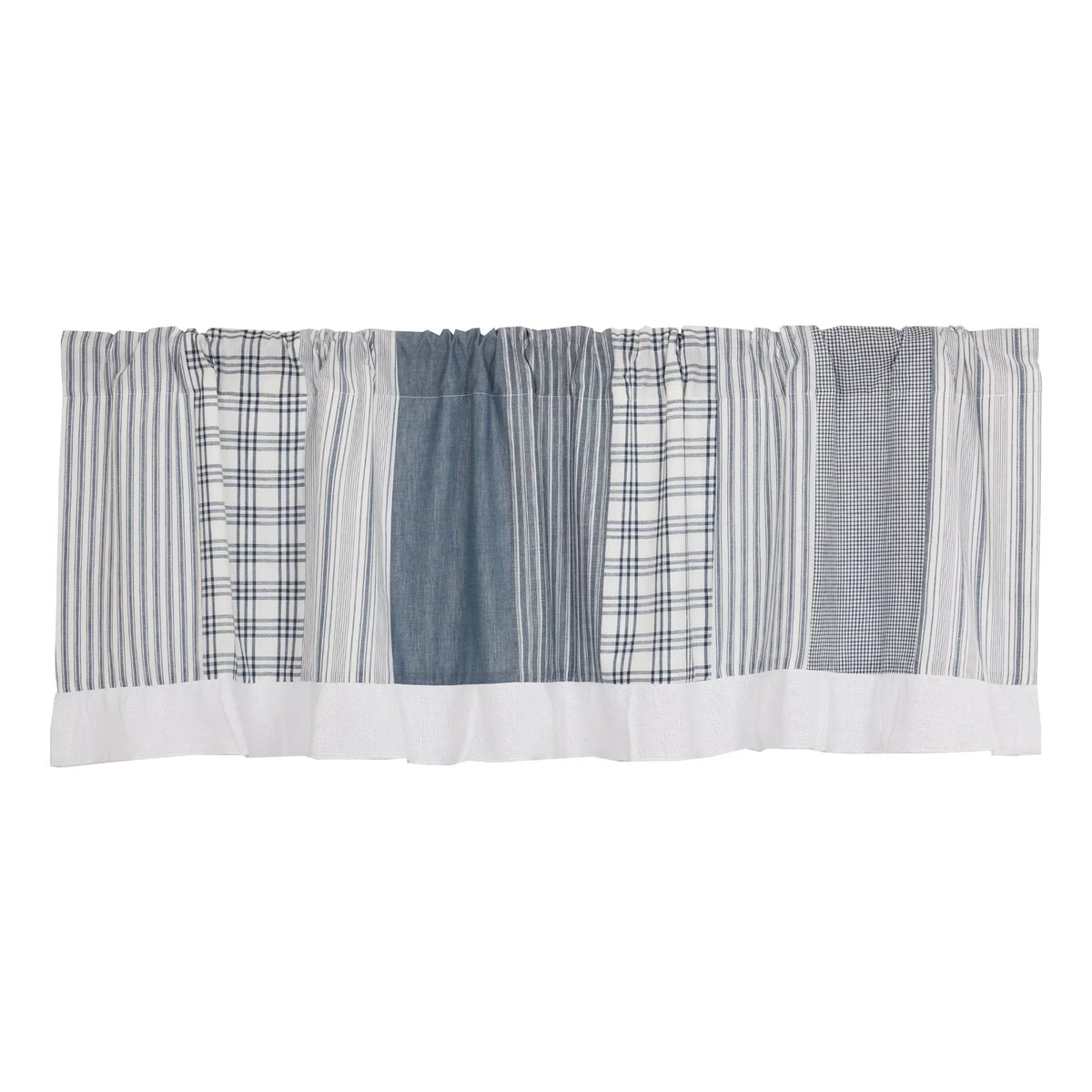 Blue Farmhouse Window Panel Set with Attached Valance T95730