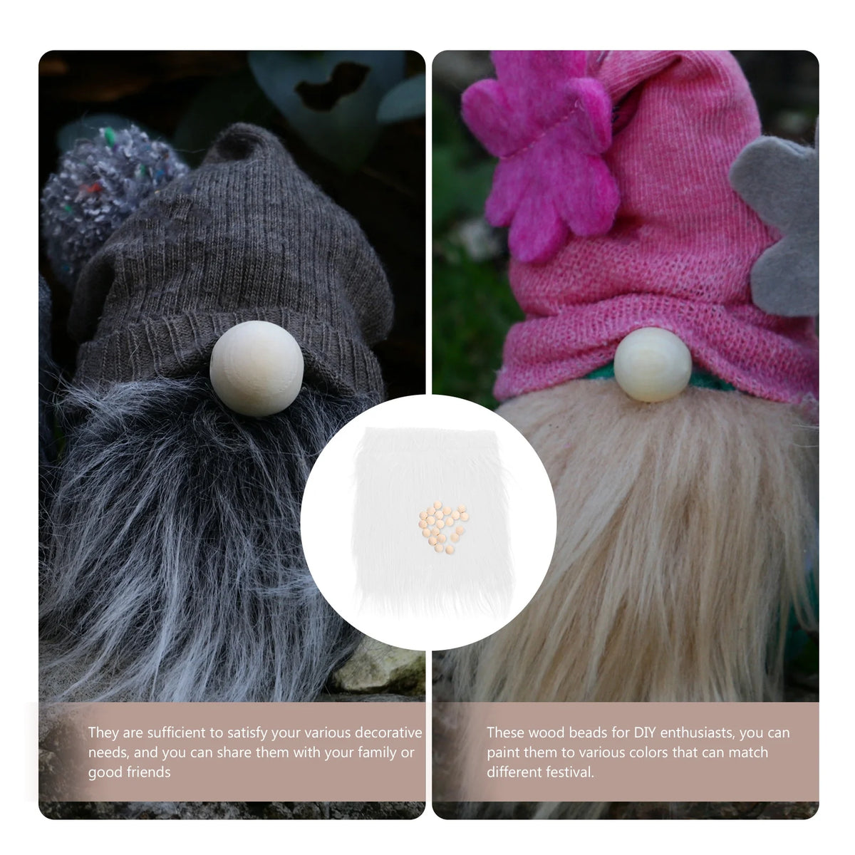 Craft Supply Decoration Gnome Doll DIY Making Supplies Including Square Faux Fur Fabric Wooden Balls G65840