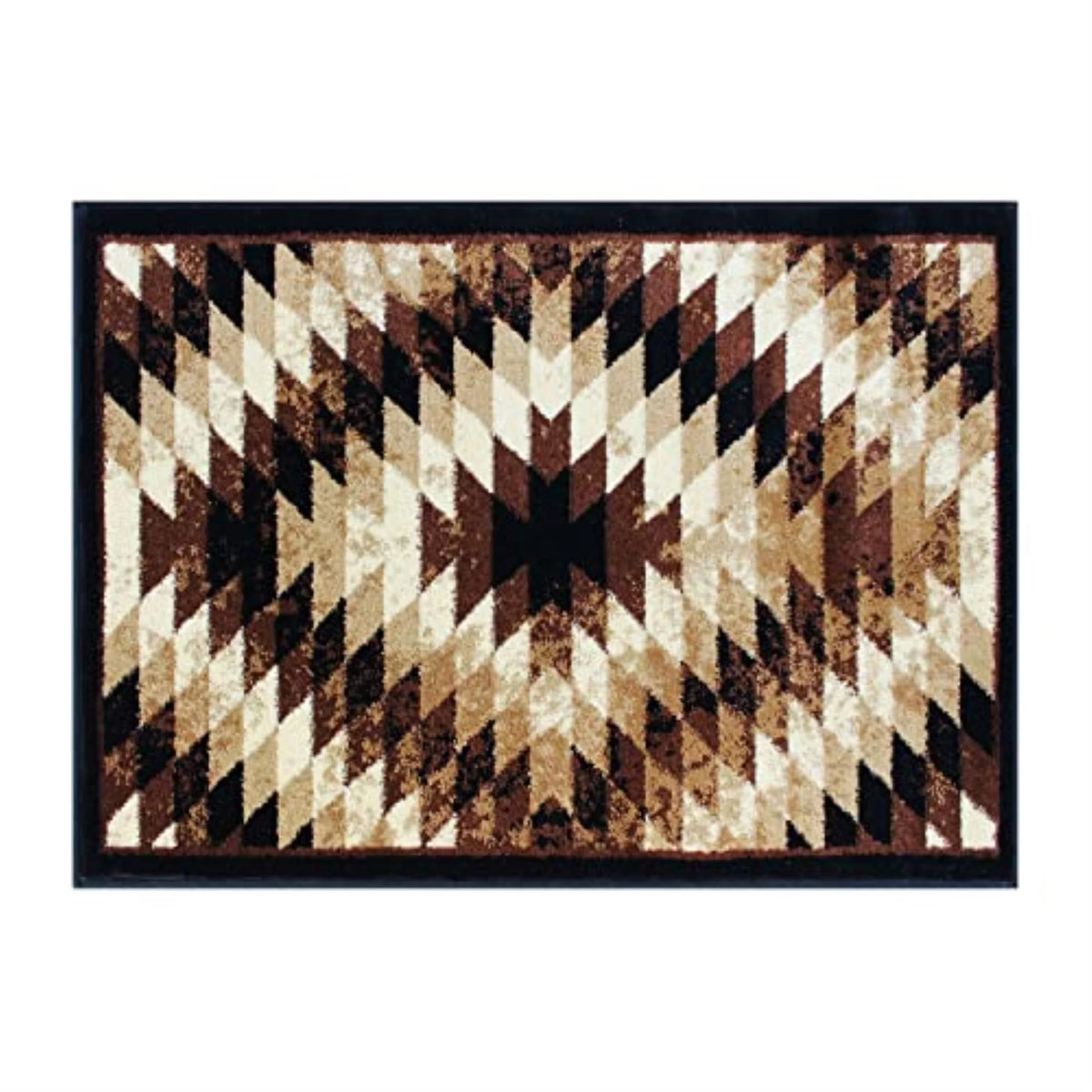 Black Beige Brown Rectangular Area Rug 2' x 3' I7997