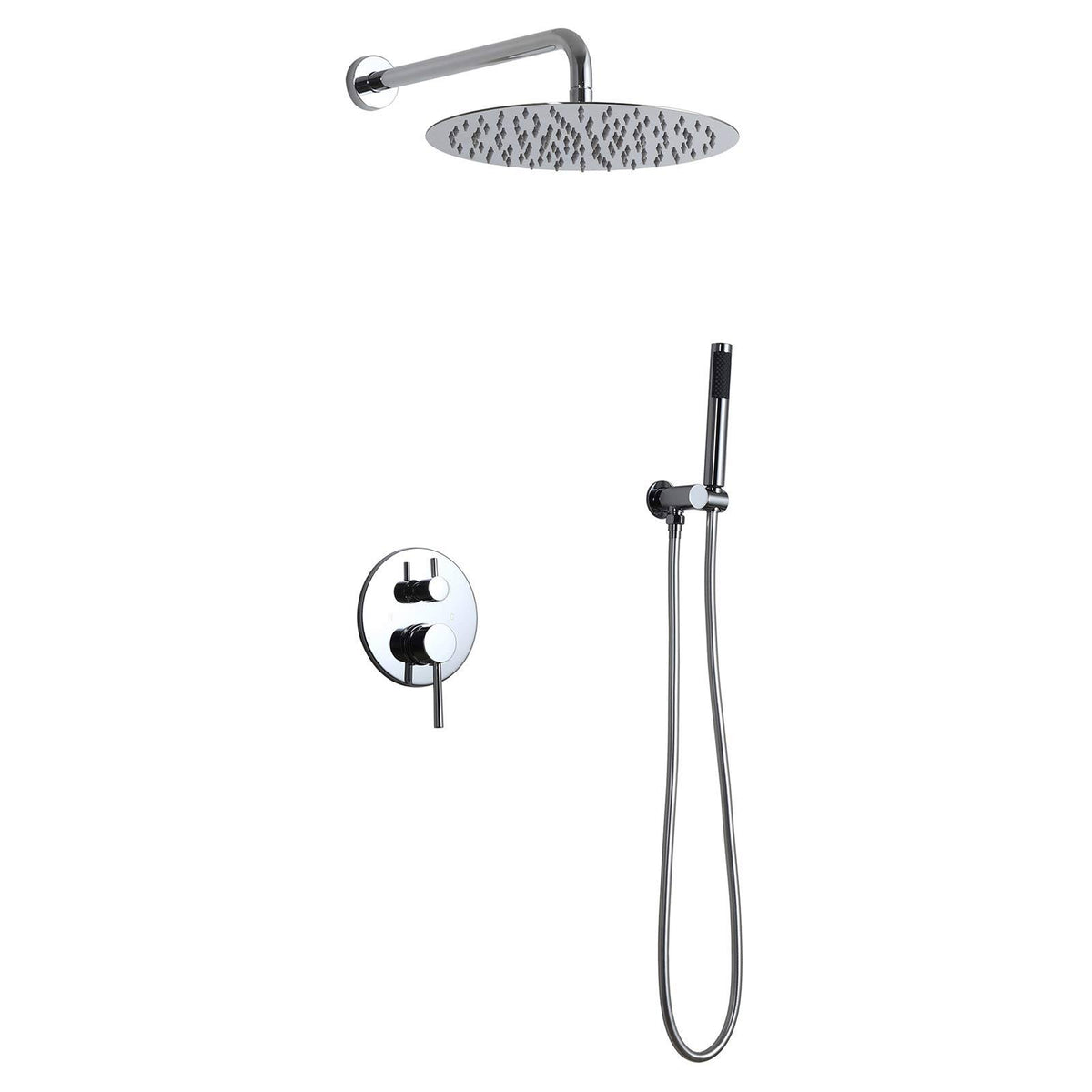 Chrome Wall Mounted Rain Shower Faucet Set with Hand Shower T32772