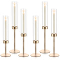 Black Set of 6 Glass Taper Candle Holders F333796