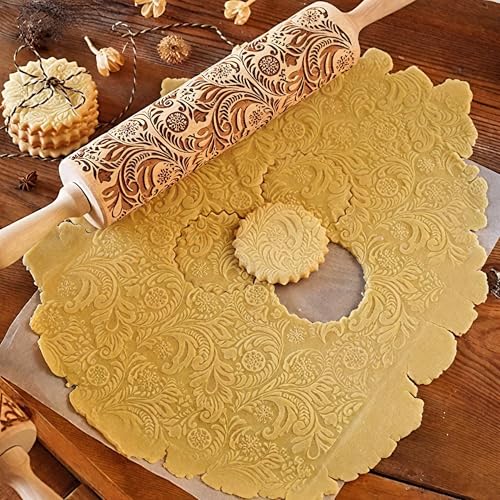 17" Wooden Rolling Pins with Embossed Designs M617118
