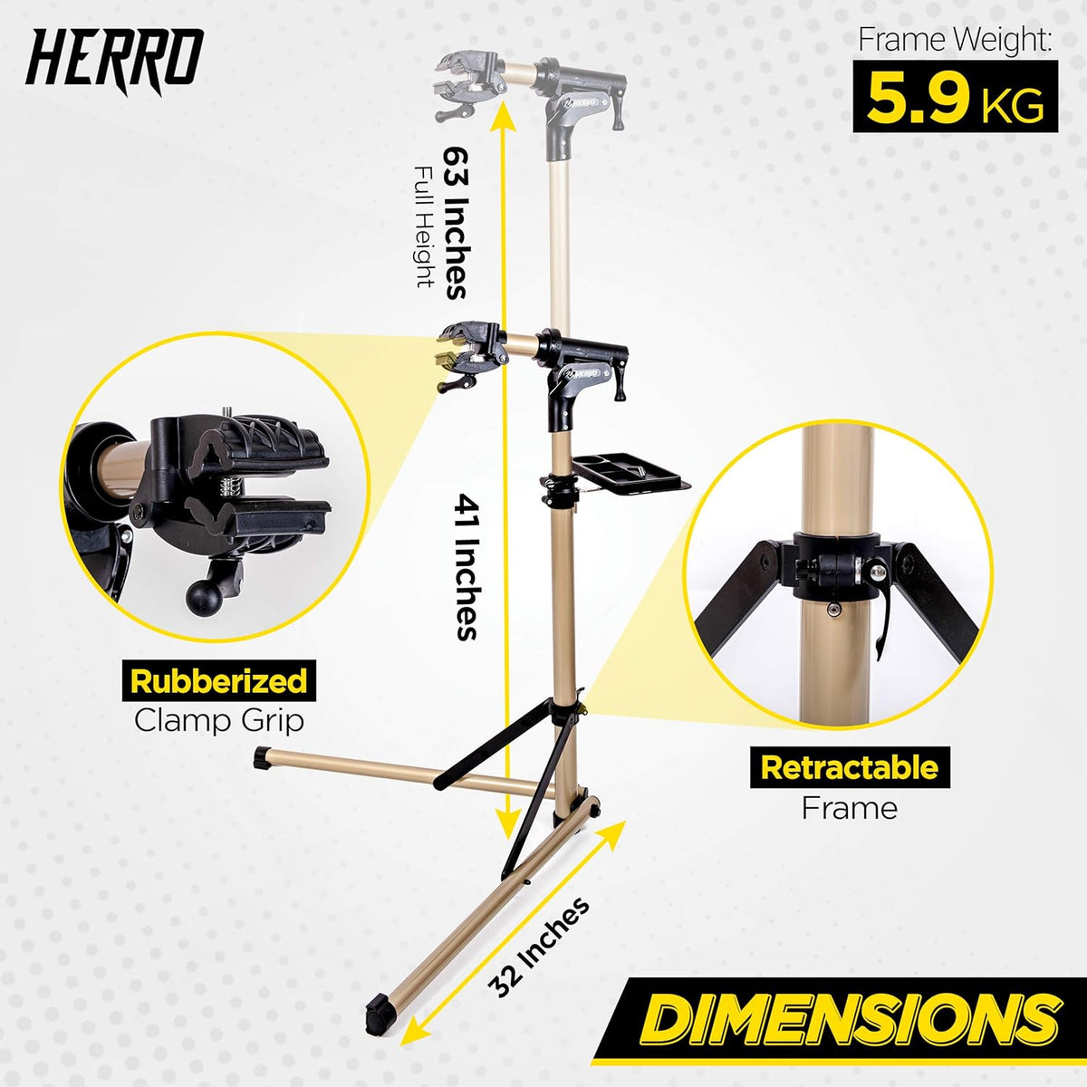 Bike Repair Stand with Foldable Tool Plate, 66 lbs Capacity D522