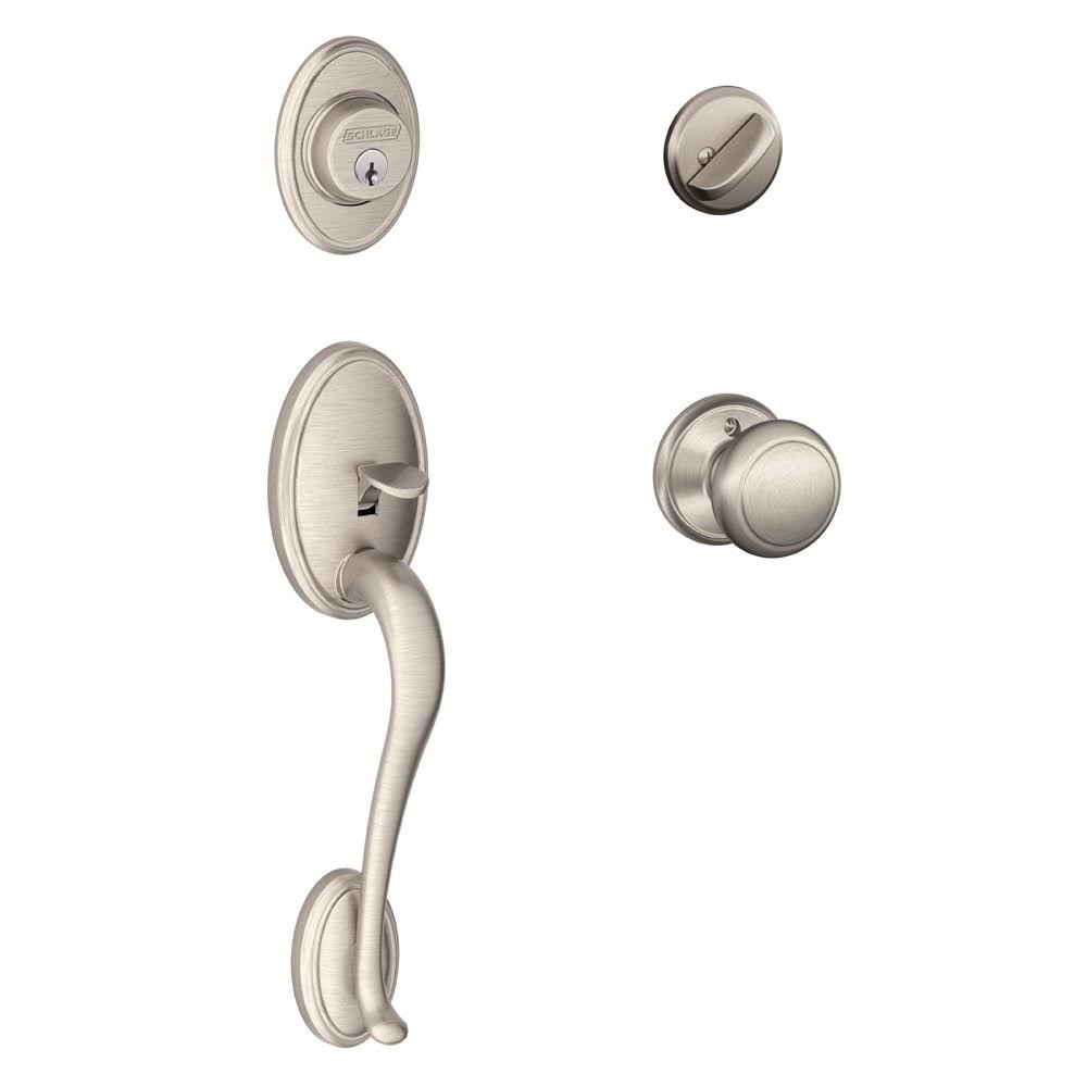 Satin Nickel Single Cylinder Handleset with Knob A798902