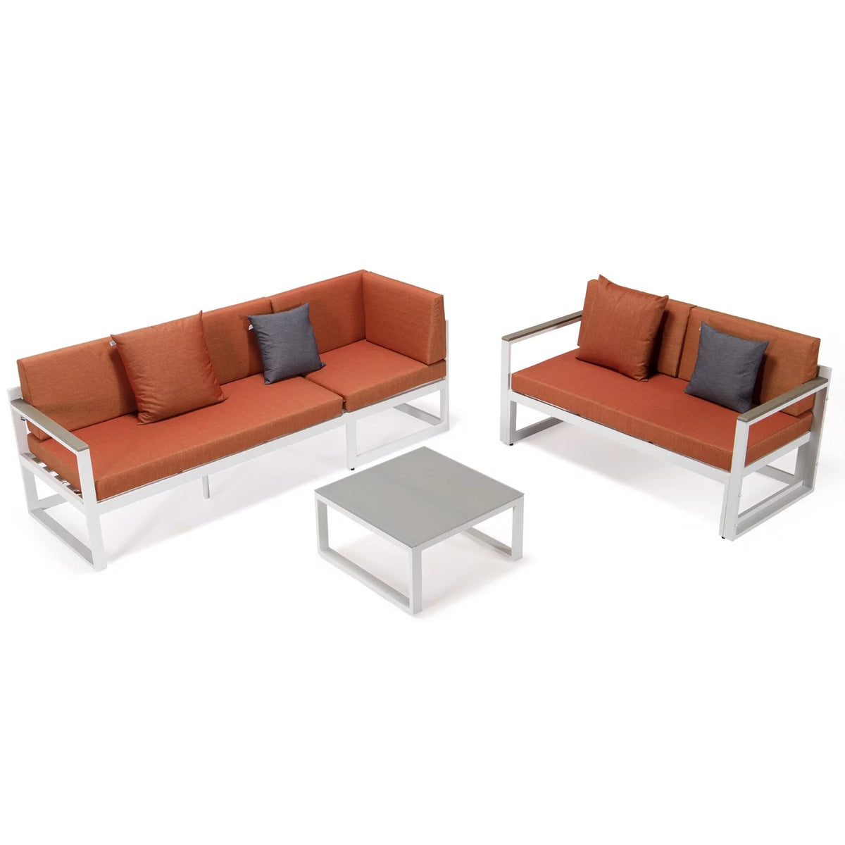 White Sectional With Adjustable Headrest & Coffee Table W3658