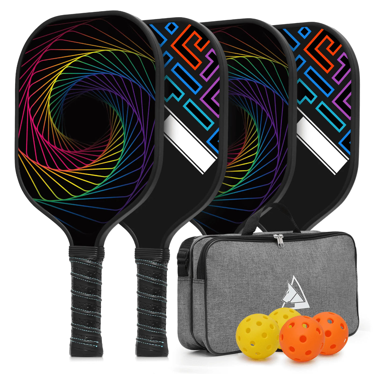 Carbon Fiber Pickleball Rackets Set of 4 with Carry Bag O62316