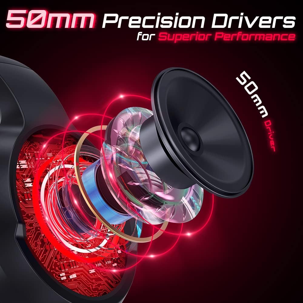Gaming Headset Over Ear Headphones with Mic Red LED Light G291906