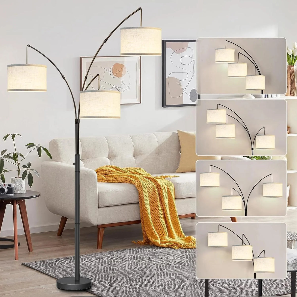 3 Head Arc Floor Lamp with 3 LED Bulbs K119