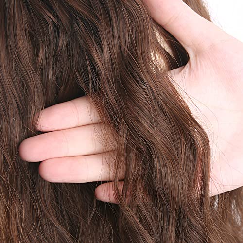 14" Dark Brown Silk Top Base Water Wave Hair Topper V2846