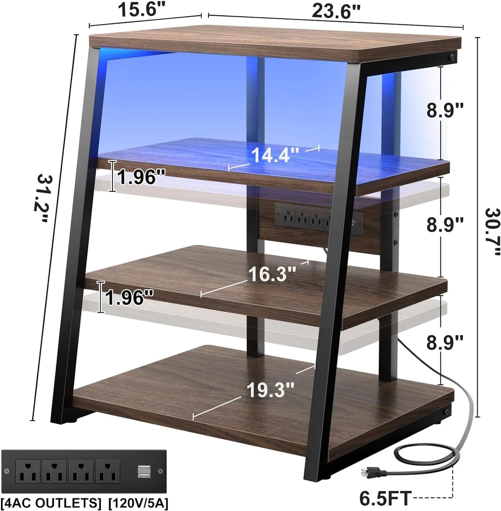 4-Tier AV Media Stand with Power Strips S136412