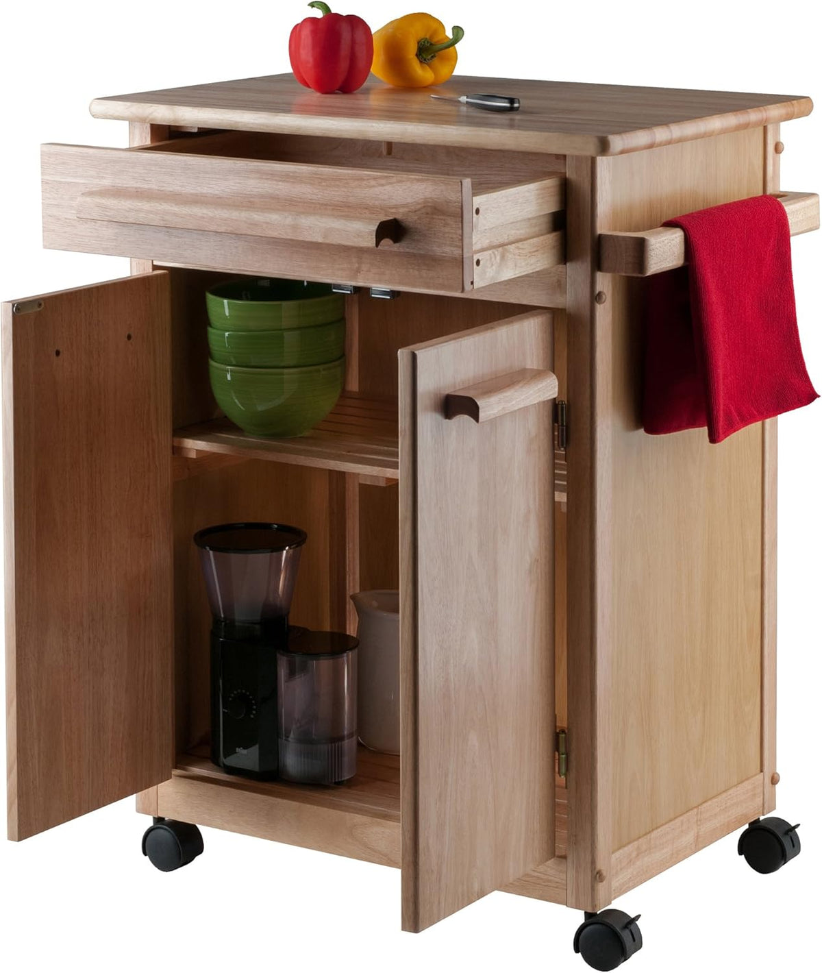 Natural Single Drawer Kitchen Cabinet Storage Cart U234