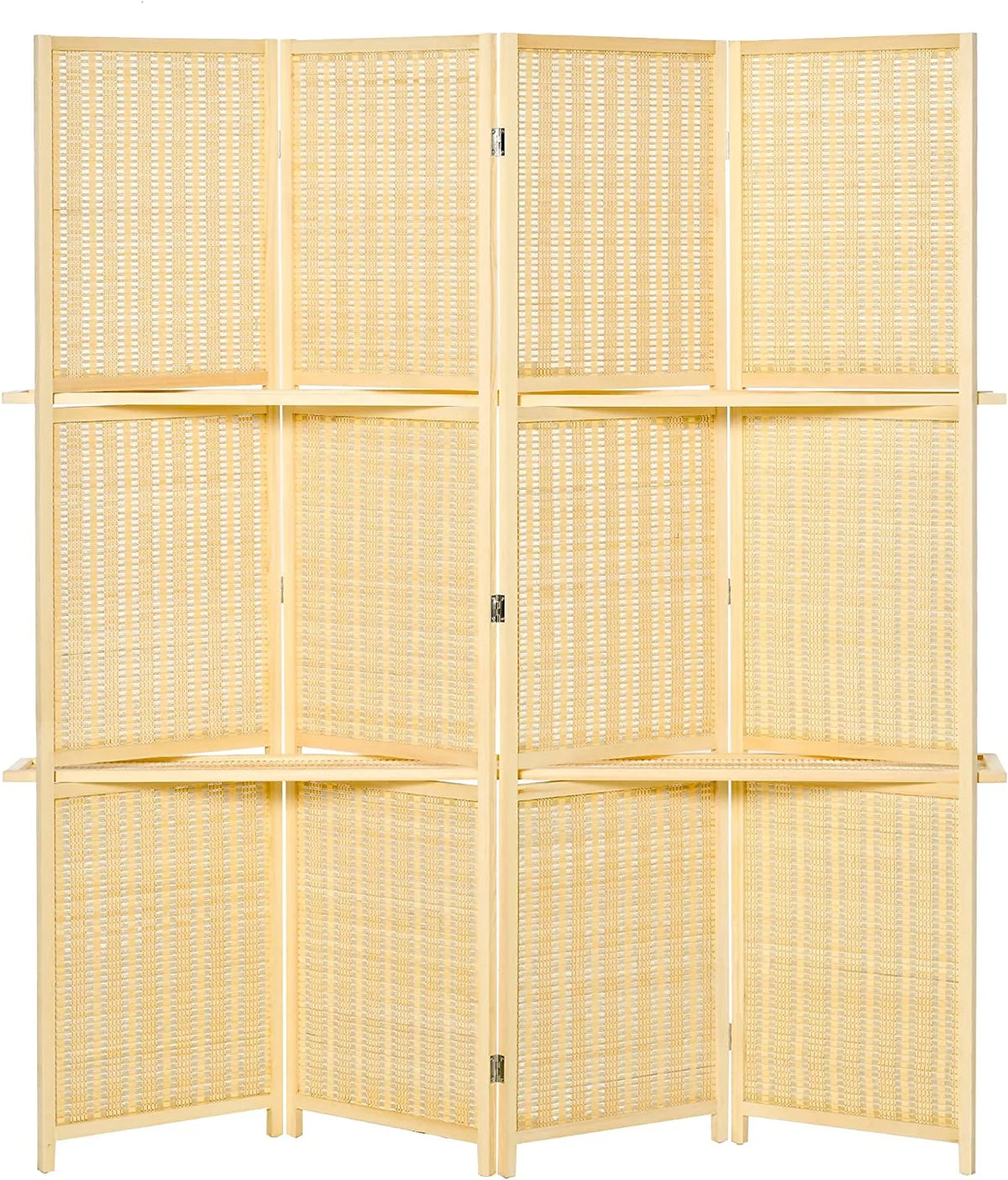 6 Ft Bamboo Folding Privacy Screen with 2 Display Shelves B8569