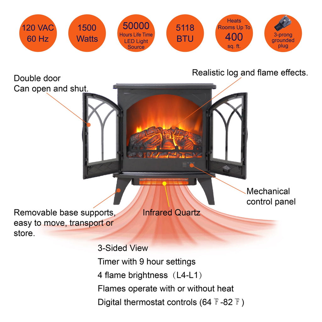 24 Inch 3D Infrared Electric Stove I304