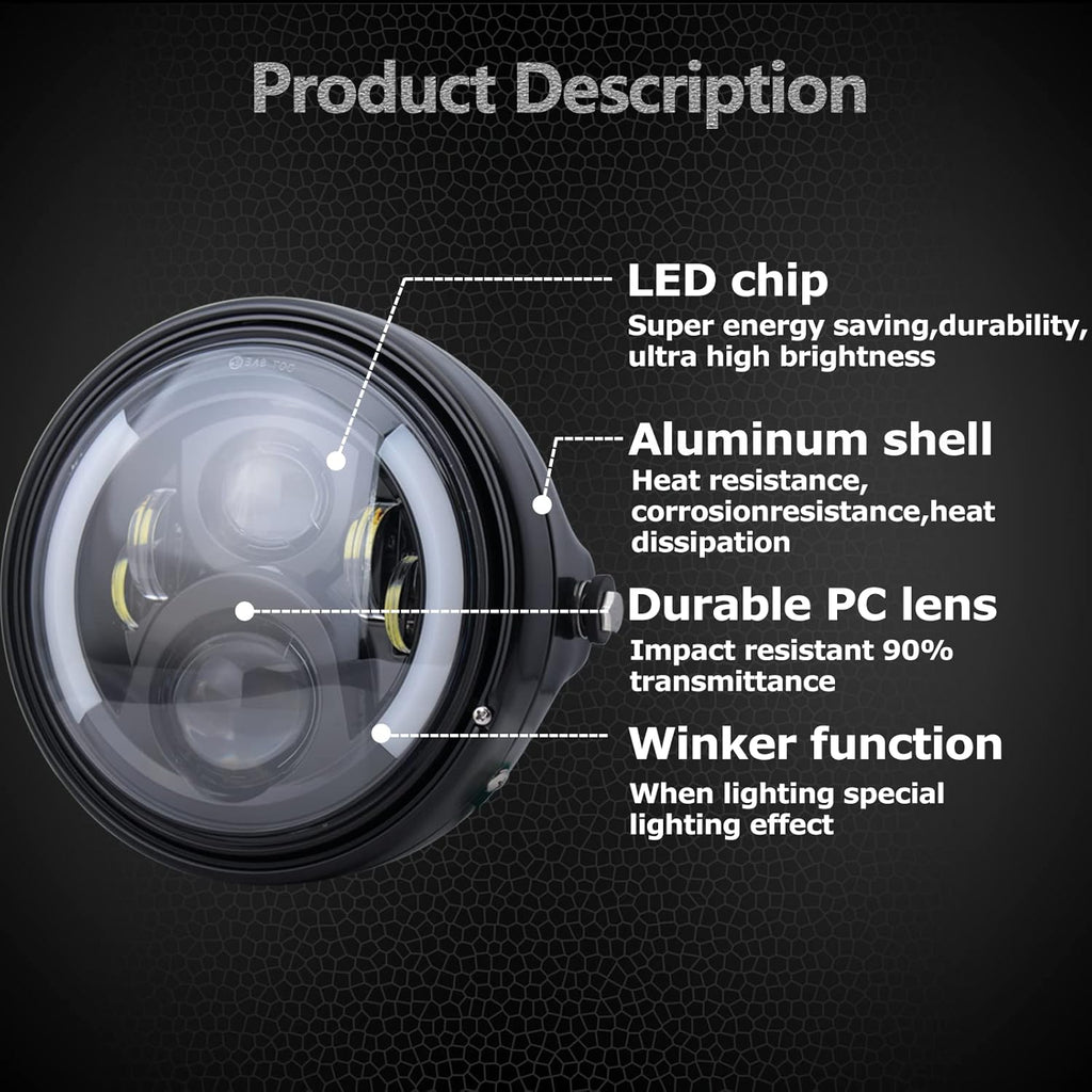 7Inch Round LED Motorcycle Headlights with Housing Bucket Mount Bracket X875133