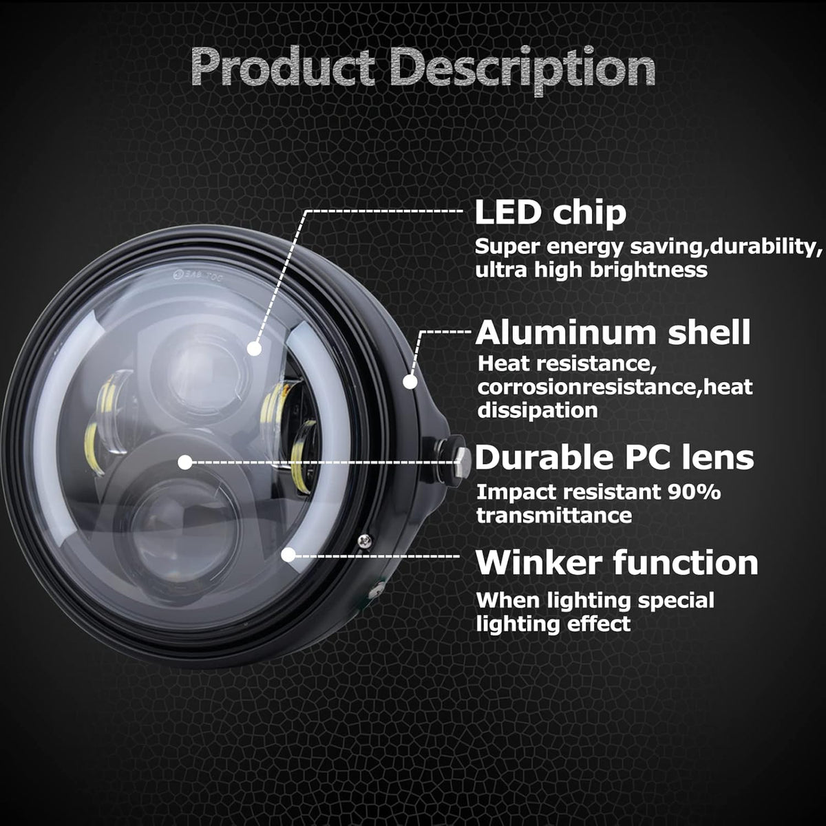 7Inch Round LED Motorcycle Headlights with Housing Bucket Mount Bracket X875133