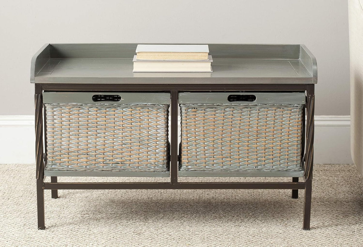 Antique Pewter French Grey Storage Bench F215787