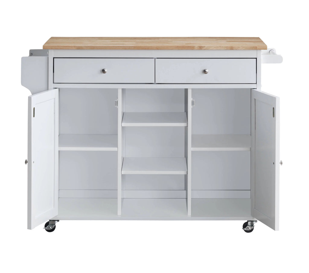 Black & White Kitchen Island with Wheels U51342