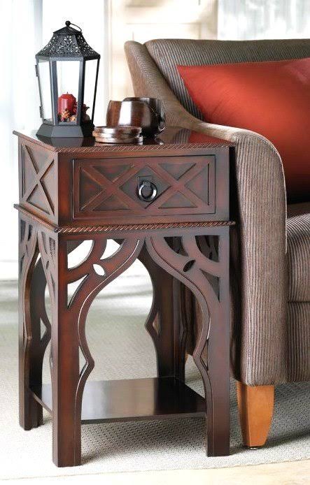 Ornate Moroccan Style Table, Brown Q415