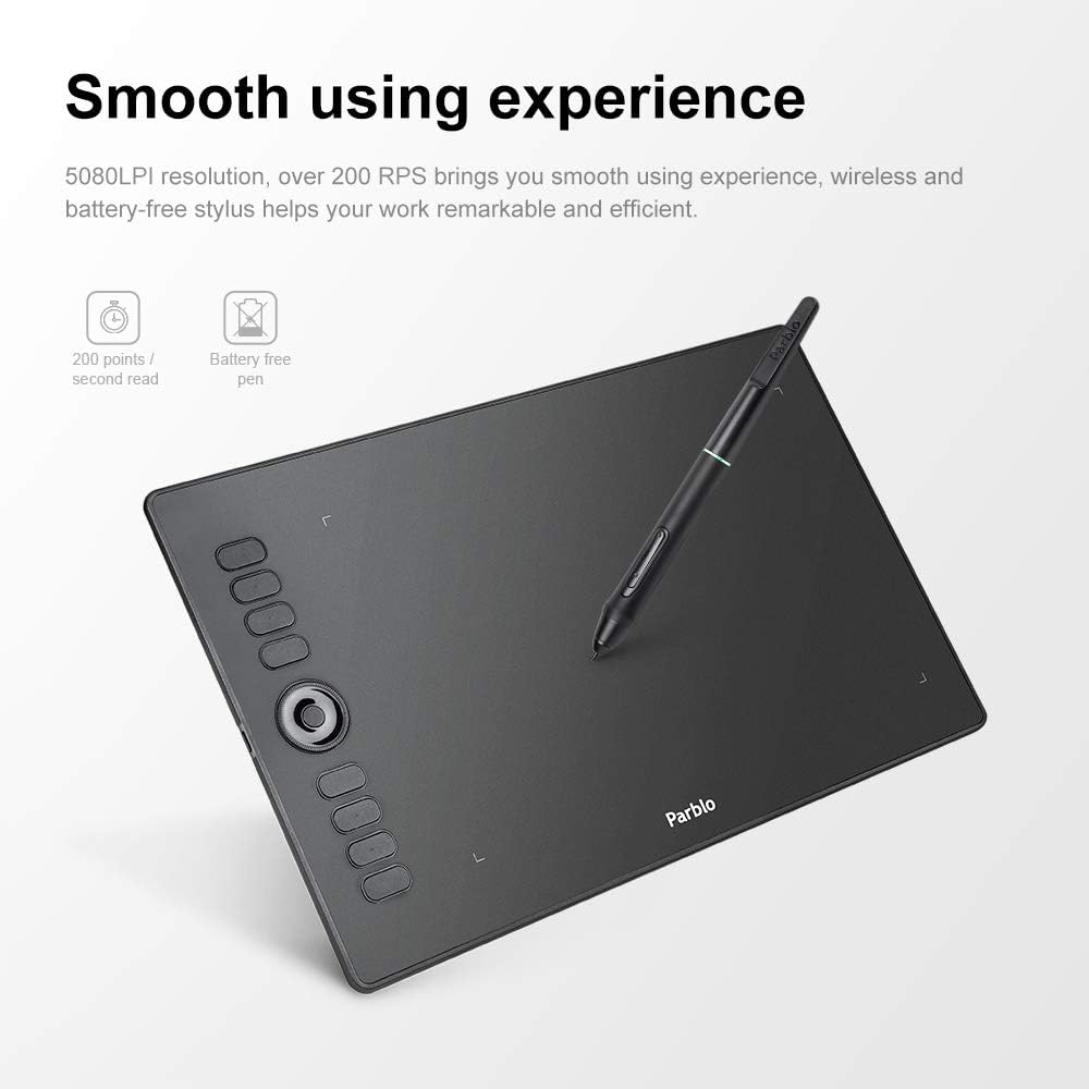 8192 Levels Battery-Free Stylus Graphics Drawing Tablet with 8 Express Keys L2683