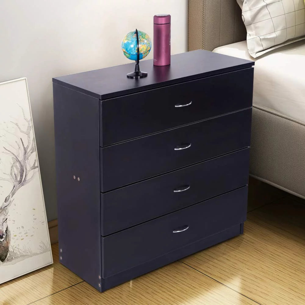 Black 4 Drawer Wood Nightstand V842173