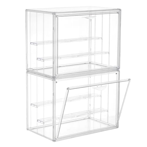 Acrylic 3 Layer Adjustable Display Case with Magnetic Door 2Pack G8013