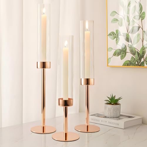 Black Set of 6 Glass Taper Candle Holders F333796