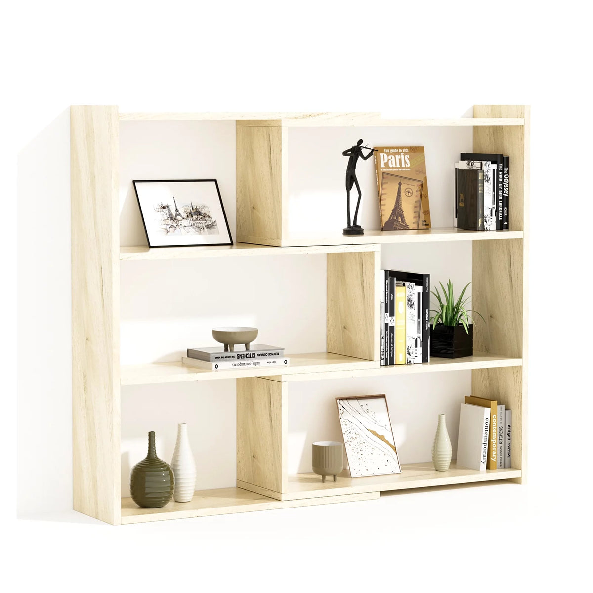 Light Oak Wood 4-Tier Bookshelf E119998