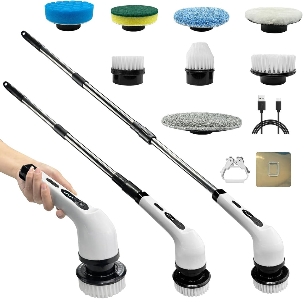 Cordless Electric Scrubber with 8 Replaceable Brush Heads C795932