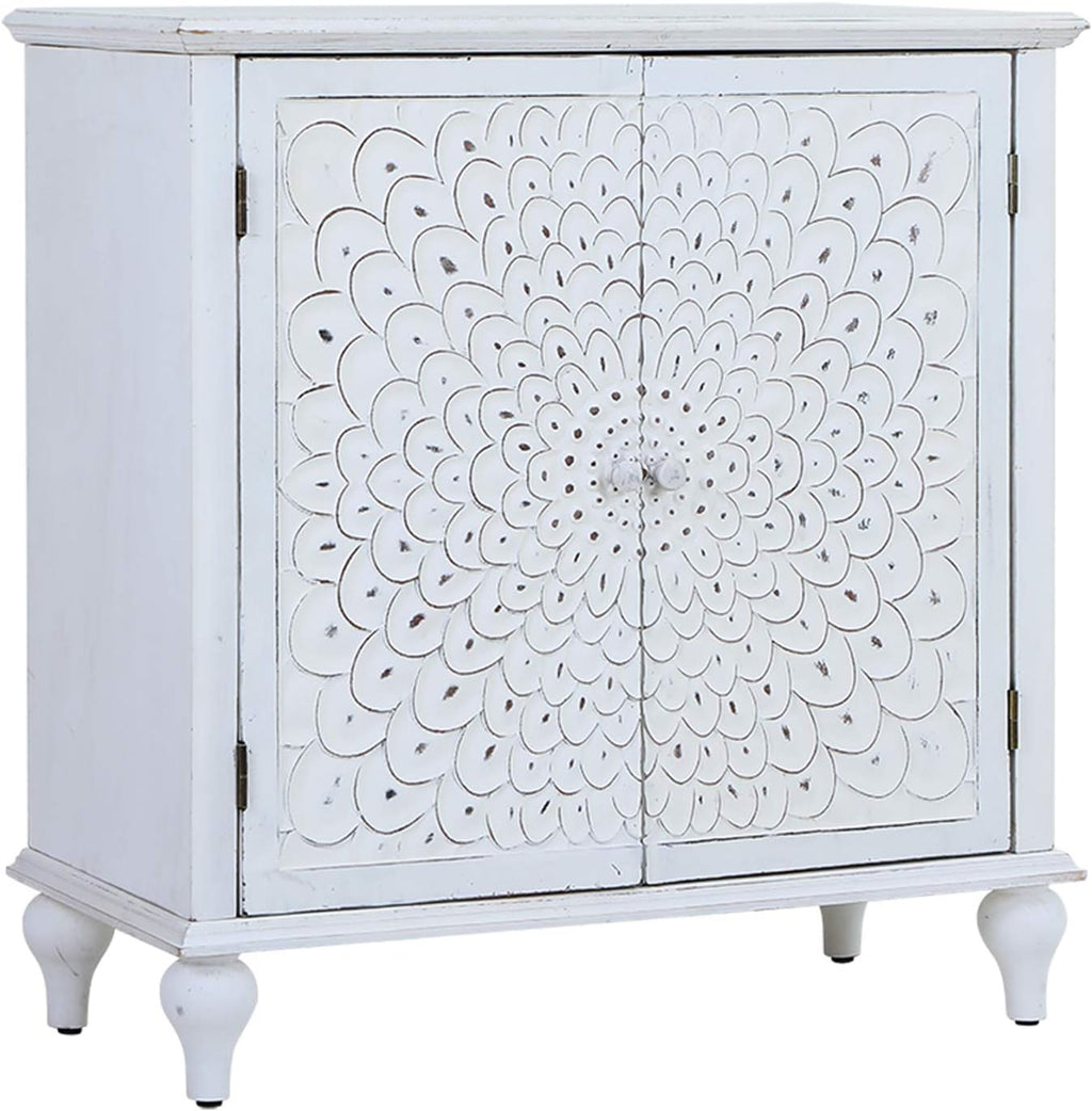 White 2 Door Storage Cabinet with Wooden Frame X9971