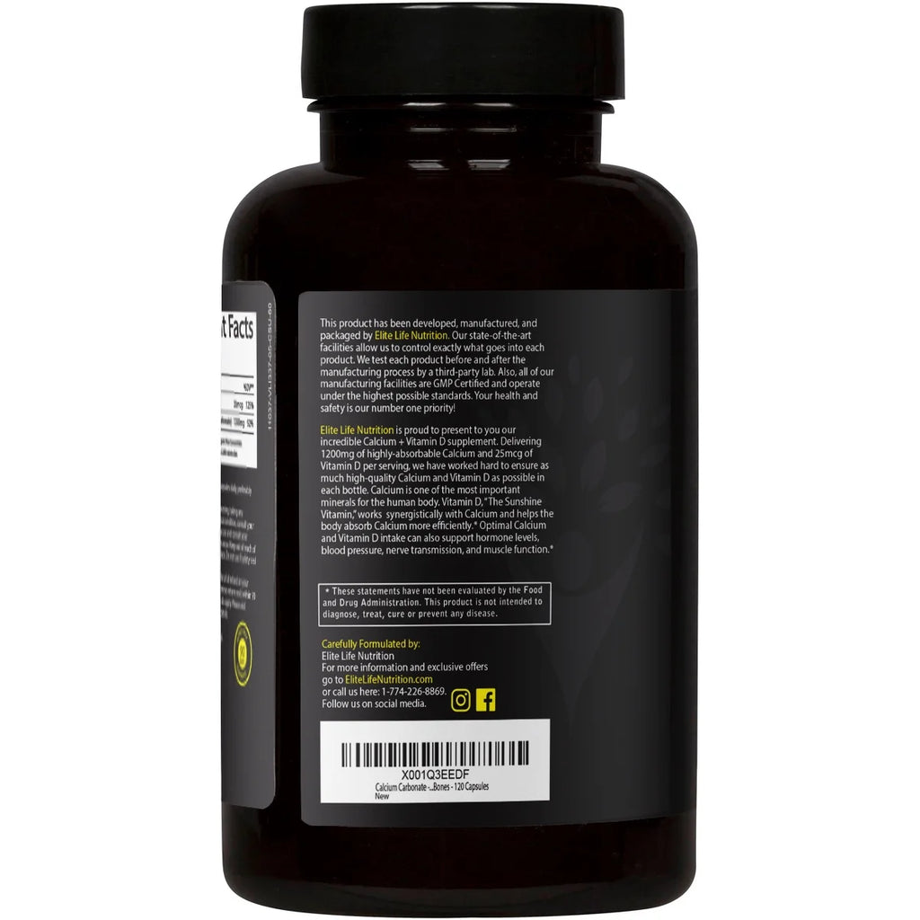 1200mg Calcium Carbonate with Vitamin D 180 Capsules B916900