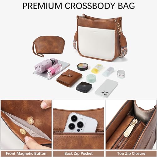 2PCS Vegan Leather Crossbody Shoulder Bag with Wide Guitar Strap T951