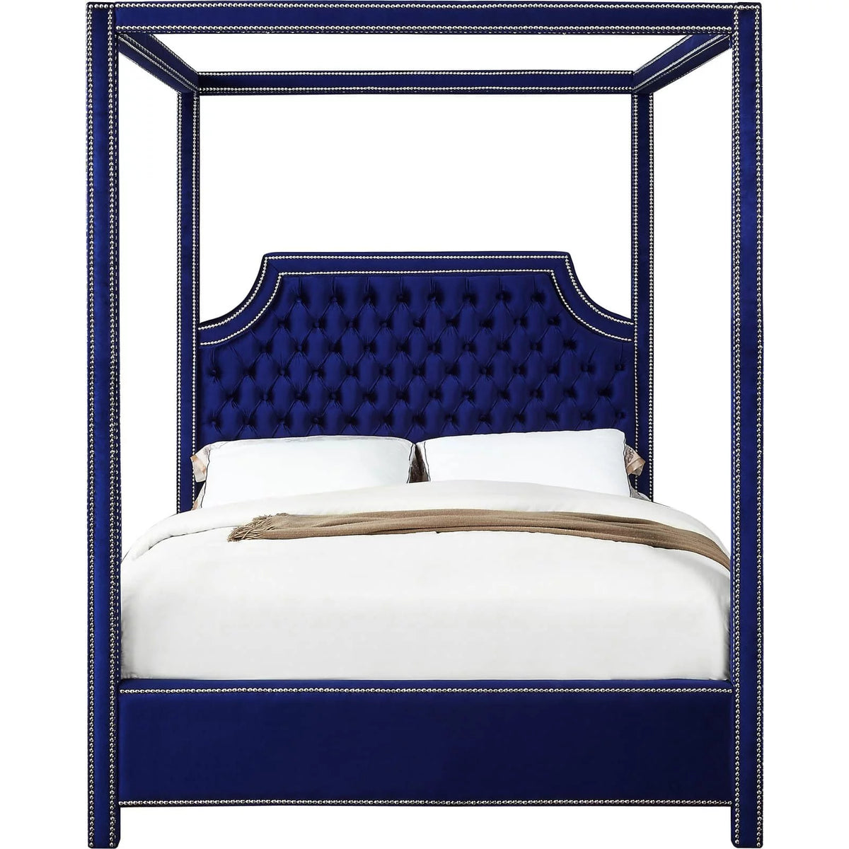 Tufted Canopy Bed with Nailhead Trim B287