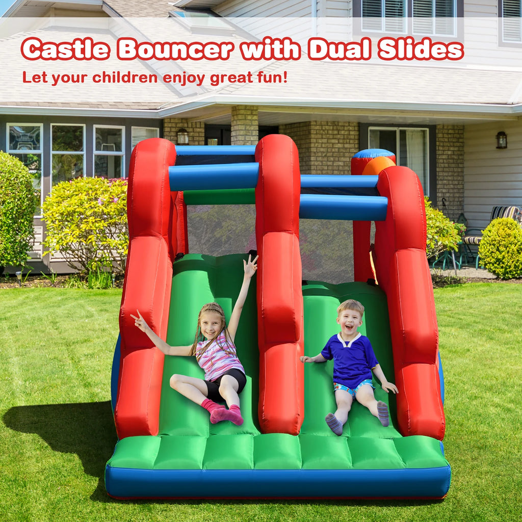 Inflatable Bounce House 3-in-1 Dual Slides Jumping Castle with 550W Blower J80016