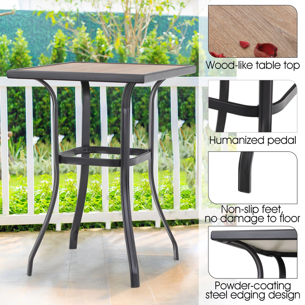 3 Piece Outdoor Bar Height Swivel Chairs and Table Bistro Set M1830