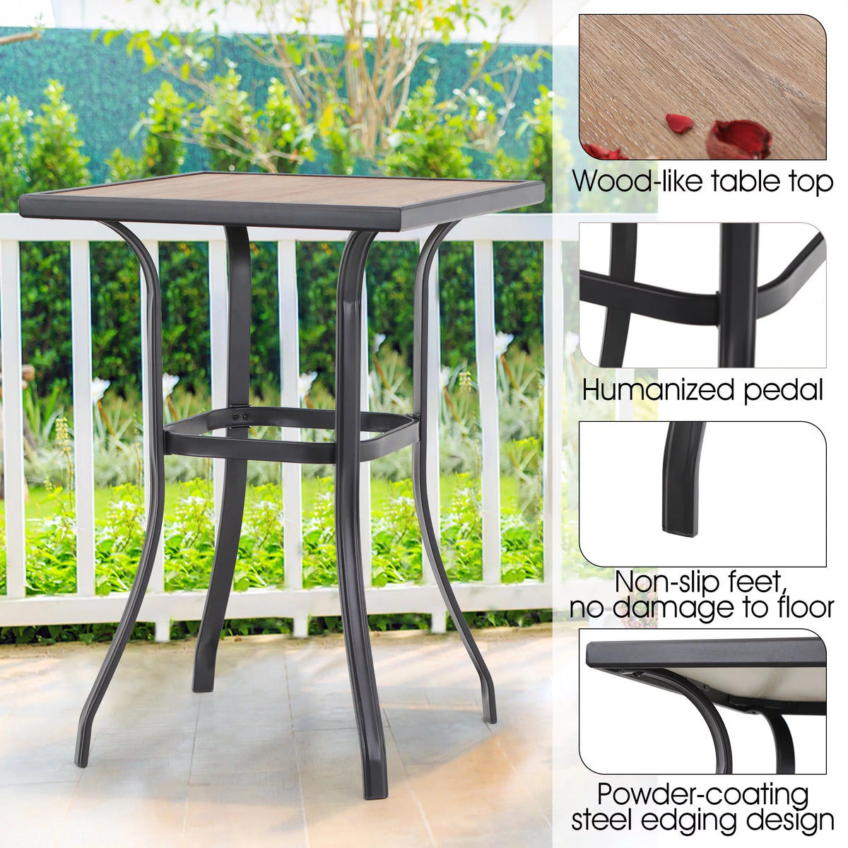 3 Piece Outdoor Bar Height Swivel Chairs and Table Bistro Set M1830
