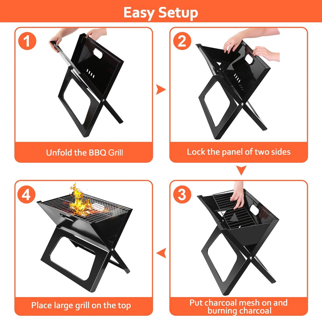 Foldable Charcoal Stainless Steel BBQ Grill Y5743