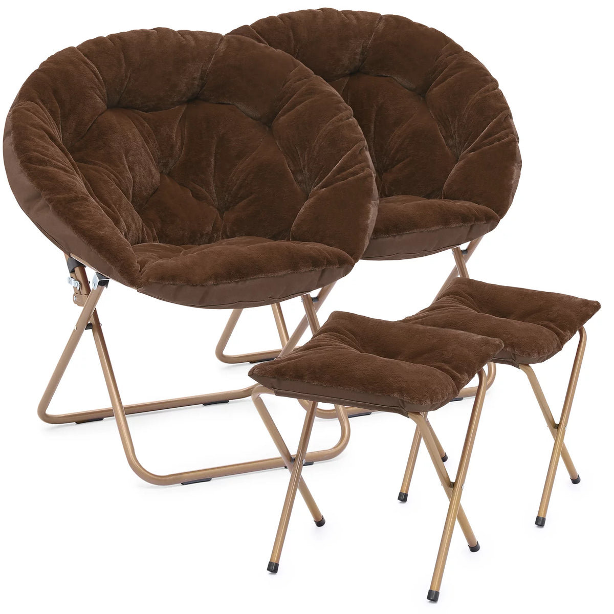 Set of 2 Oversized Folding Lounge Chair with Ottoman C713983