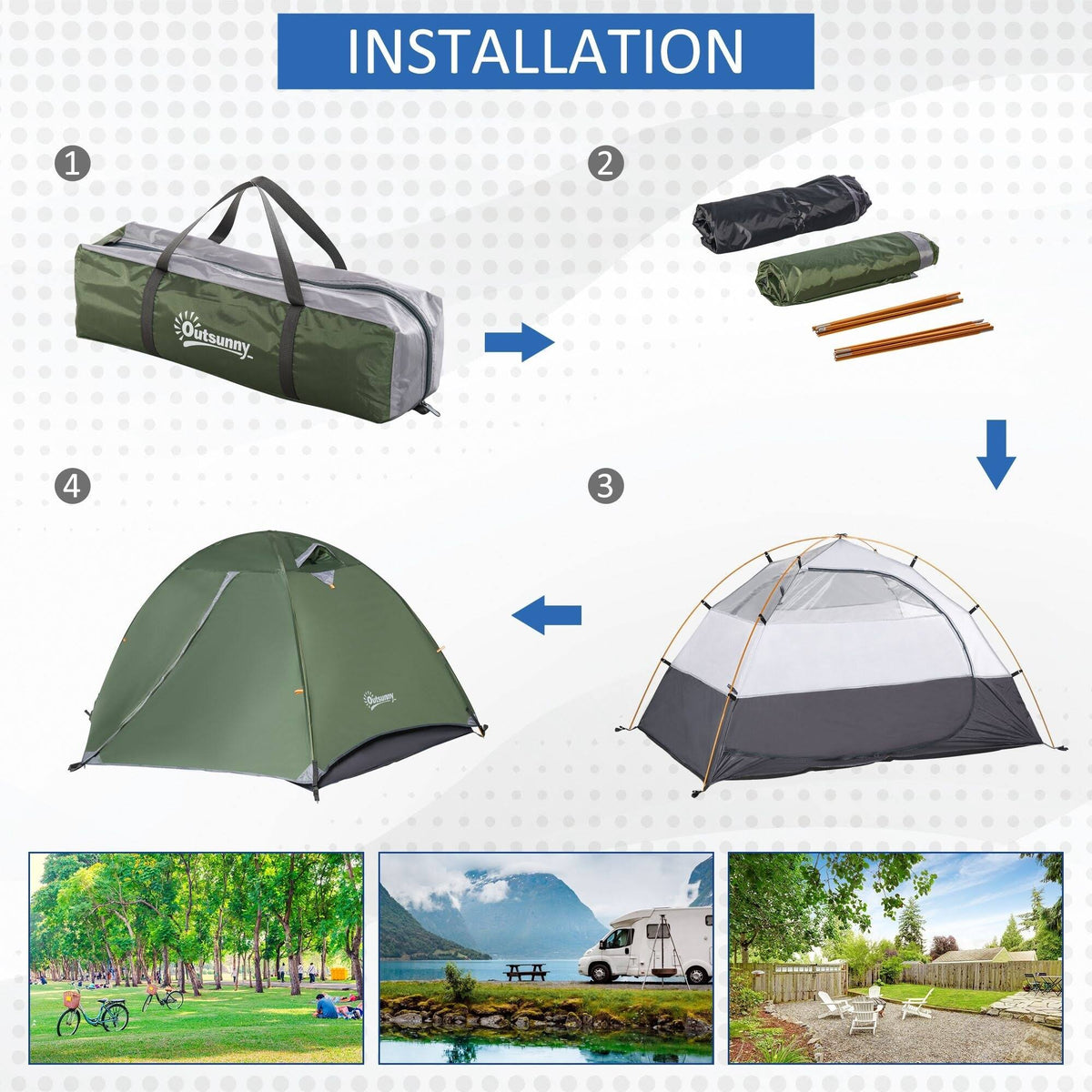2 Person Waterproof Double Layer Camping Tent V369734