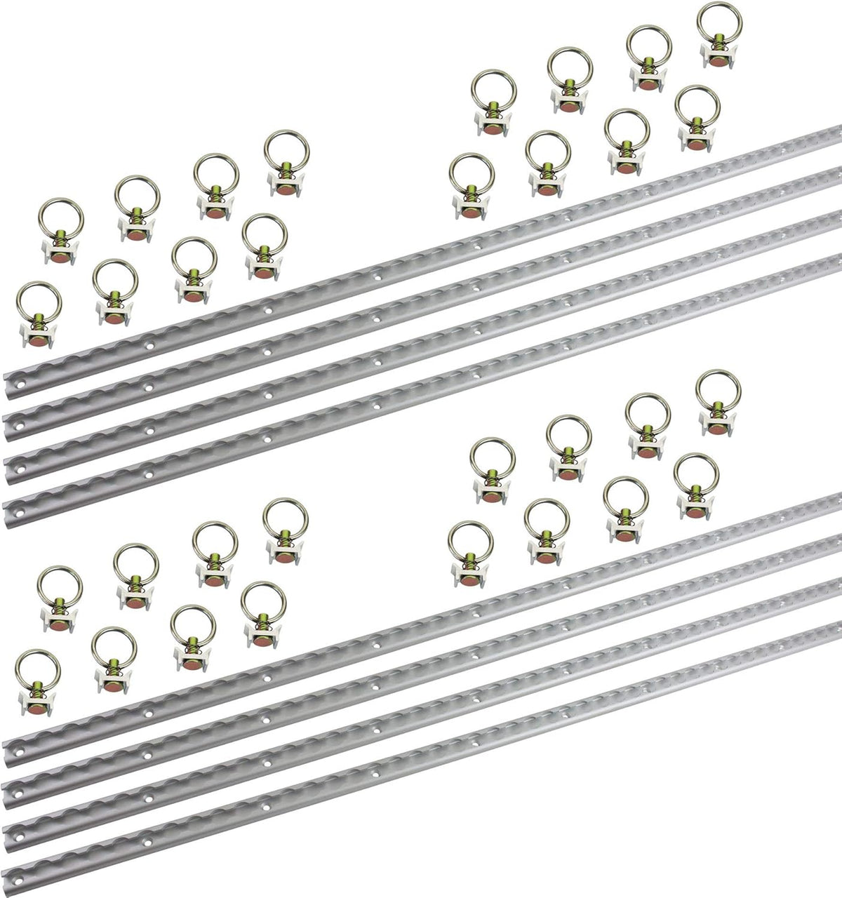 Heavy Duty Aluminum 4ft L-Track (4 Pcs) with Stainless Steel Ring (16 Pcs) Tie Down System K14559