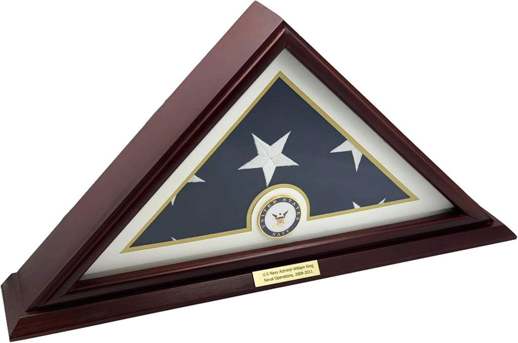 Solid Wood Cherry Finish Wall Mounted Flag Display Case I12282