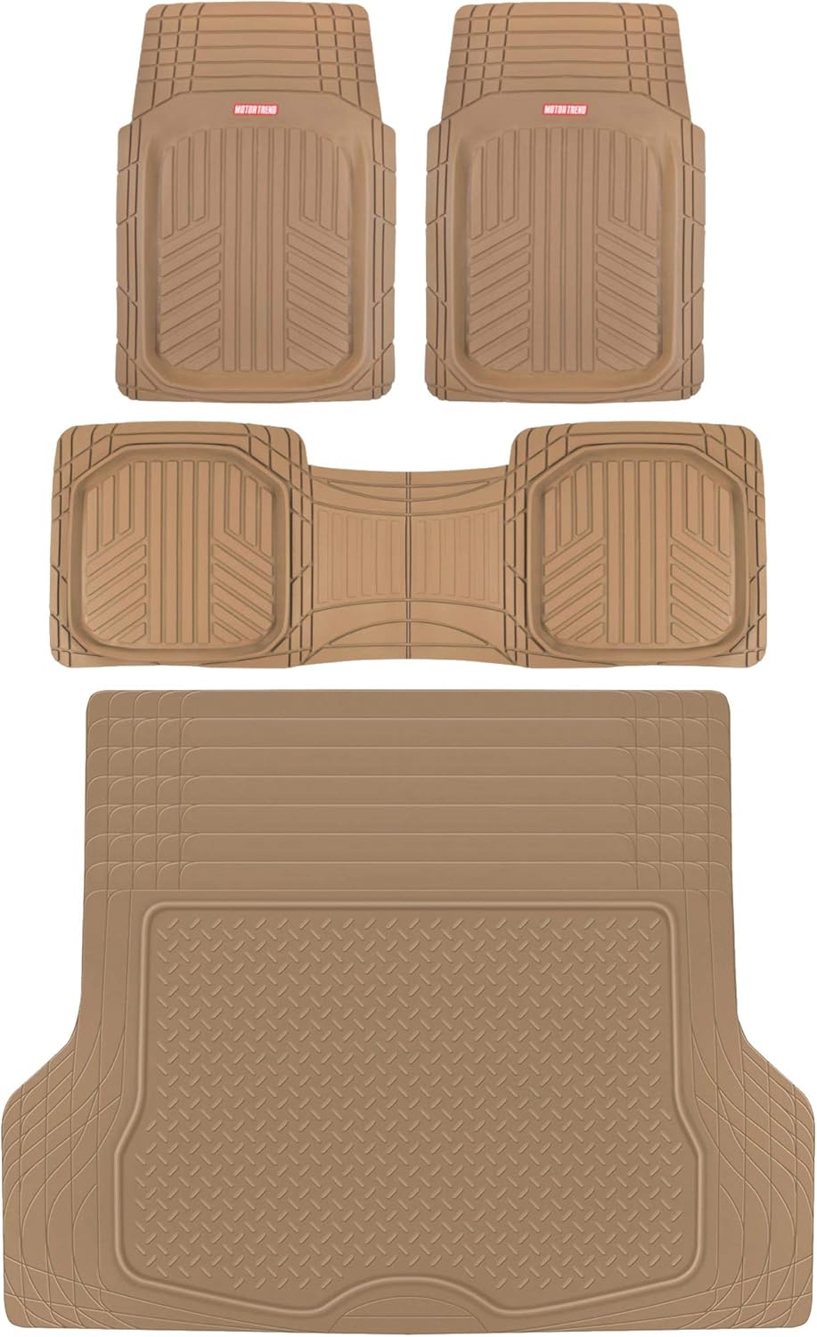 Rubber Car Floor Mats with Trunk Mat Cargo Liner, Front & Rear Combo Set S558929