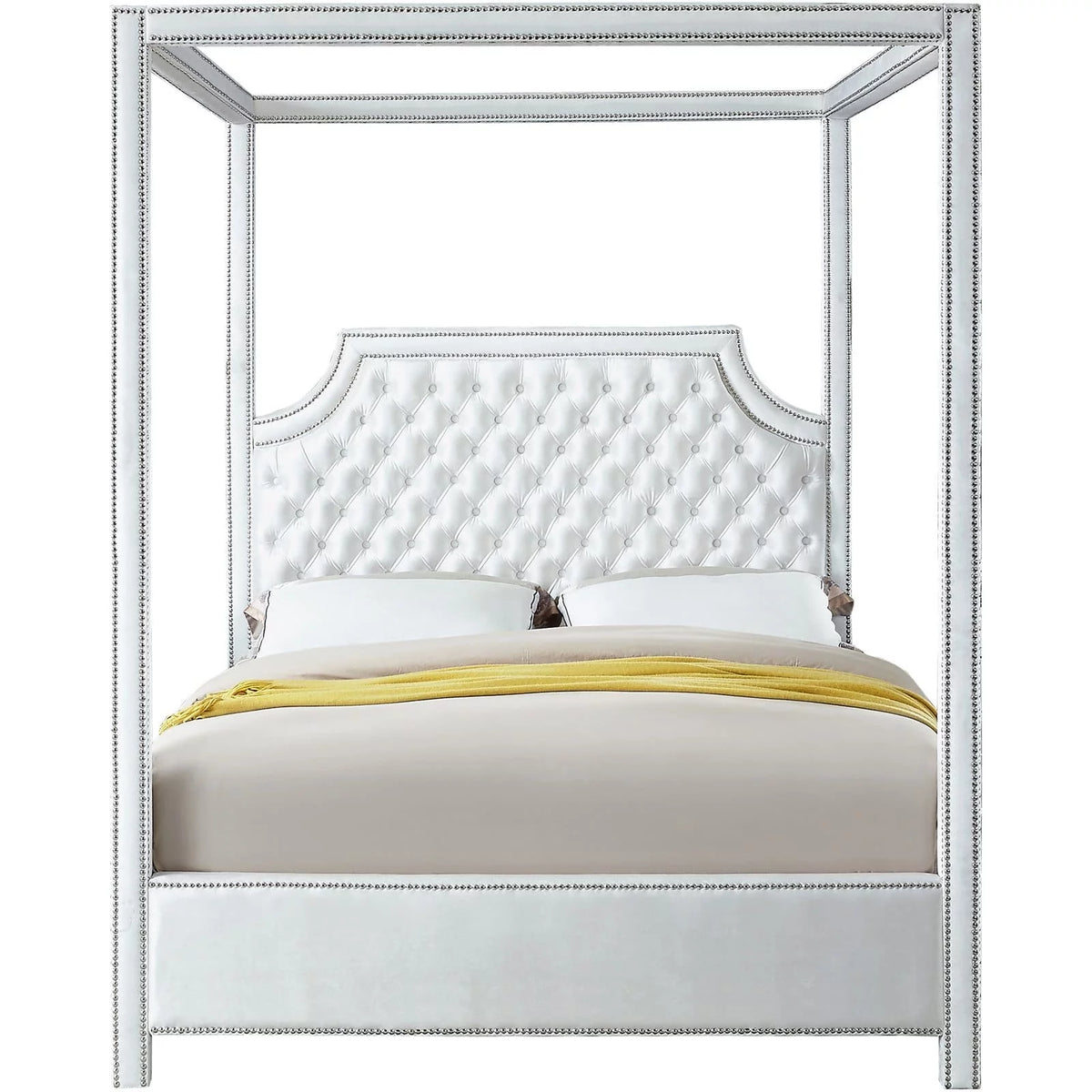 Tufted Canopy Bed with Nailhead Trim B287