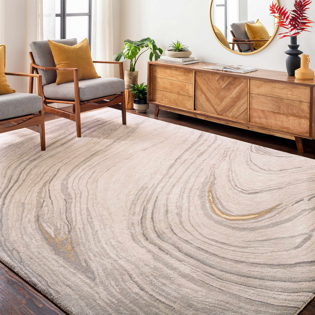 Gray Brown Round Area Rug U2155