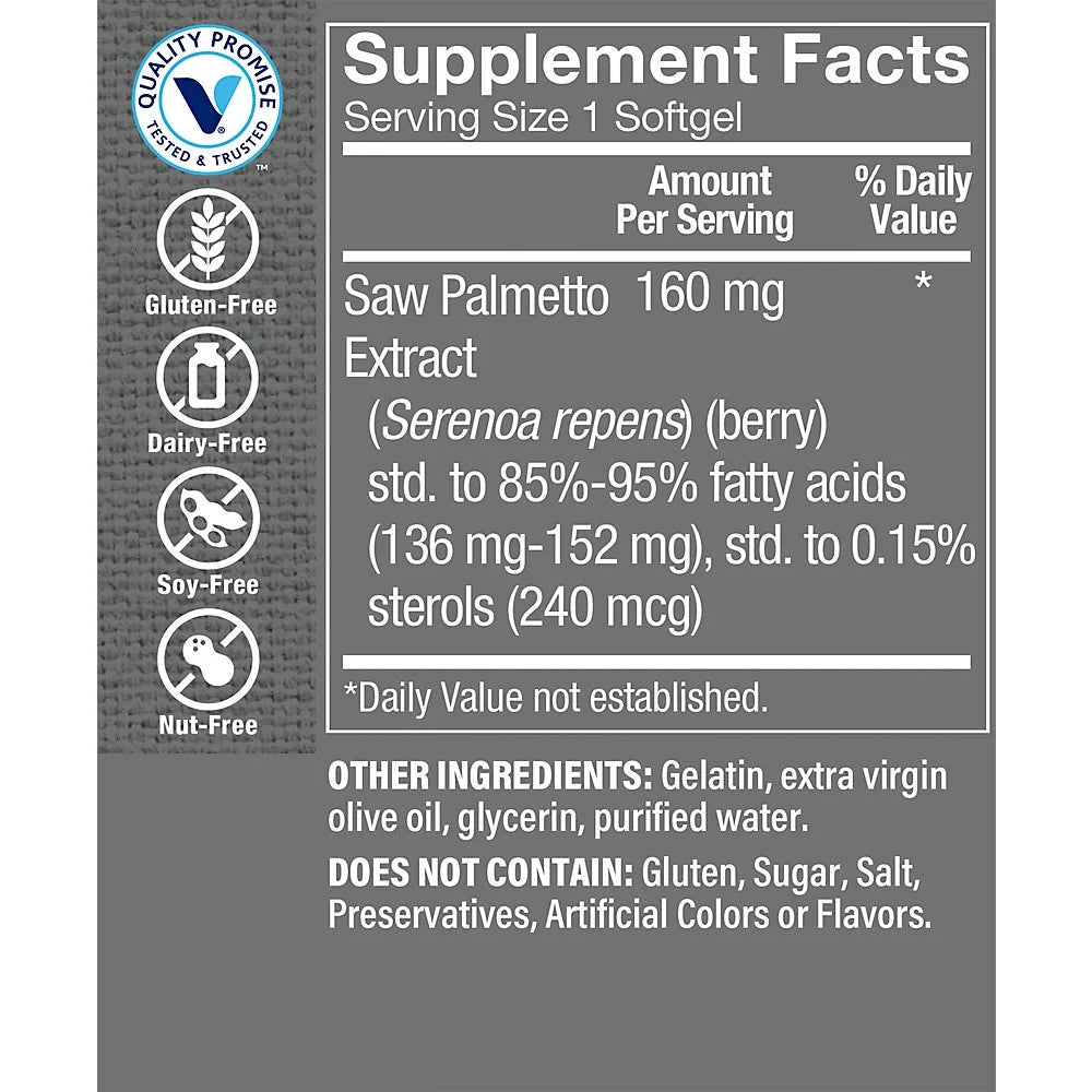 Saw Palmetto Extract 160mg Softgels U920