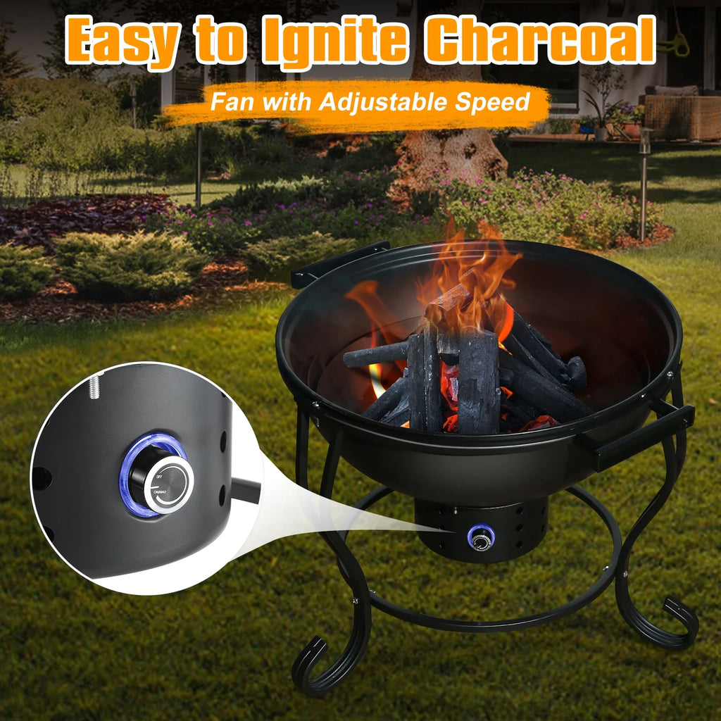 17 inches Portable Charcoal Grill with Adjustable Fan U672010