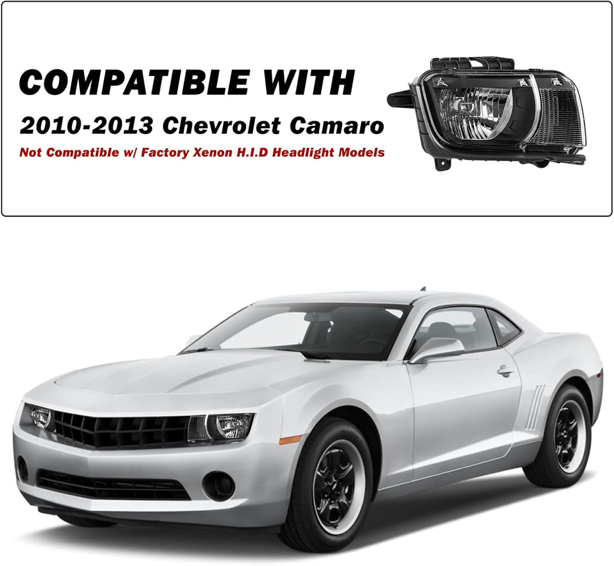 Black Housing Halogen Headlight Assembly for Chevy Camaro R46382