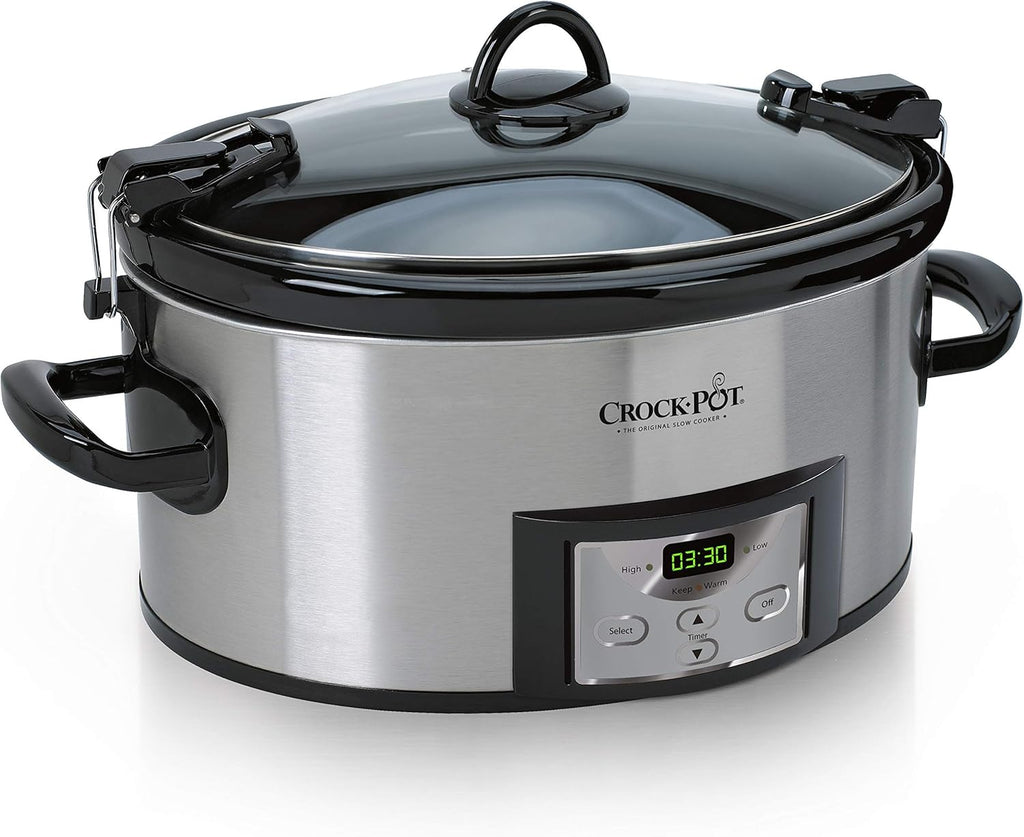 6 Quart Programmable Slow Cooker with Digital Timer, Stainless Steel E2105
