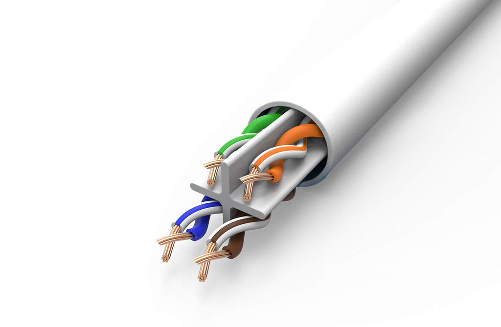 1000ft Bulk Ethernet Cable Cat6e Plenum UTP 23AWG Solid Bare Copper Blue P813673