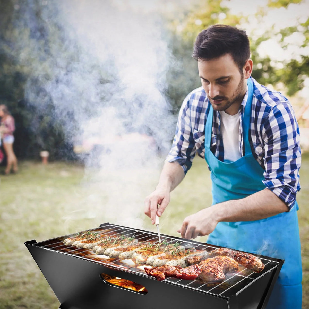 Foldable Charcoal Stainless Steel BBQ Grill Y5743